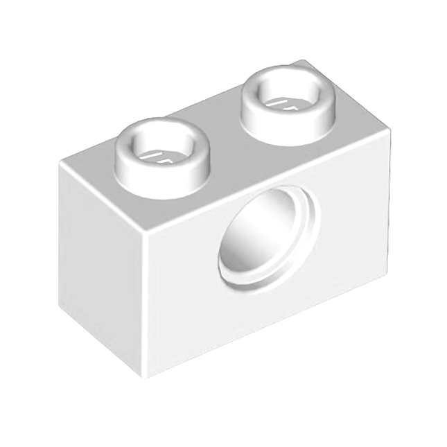 LEGO Technic, Brick 1 x 2 with Hole, White [3700] 370001