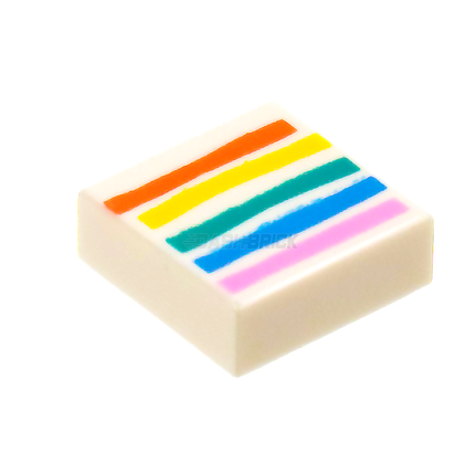 LEGO Minifigure Accessory - Rainbow Stripes, Tile 1 x 2, White [3070bpb236] 6302705