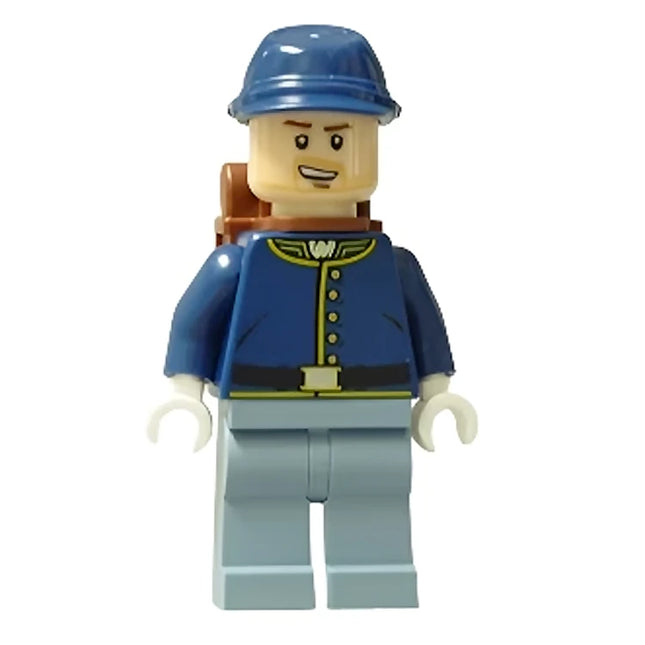 LEGO Minifigure - Cavalry Soldier - Backpack, Brown Eyebrows, Lopsided Open Mouth Smile, Stubble (2013) [THE LONE RANGER]