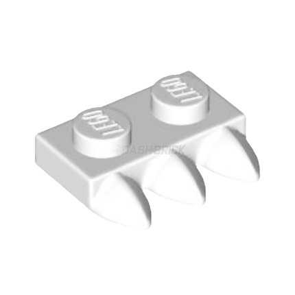 LEGO Plate, Modified 1 x 2 with 3 Teeth, White [15208] 6046381