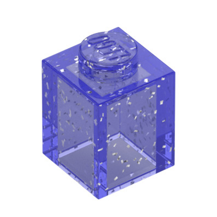 LEGO Brick 1 x 1, Glitter, Transparent Bright Blue/Violet (Lilac) [3005]