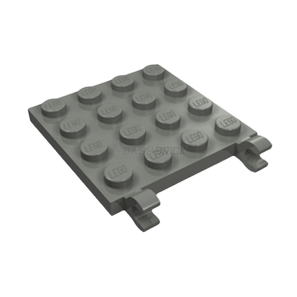 LEGO Plate, Modified 4 x 4 with 2 Open O Clips (Horizontal Grip), Dark Grey [11399] 6039699
