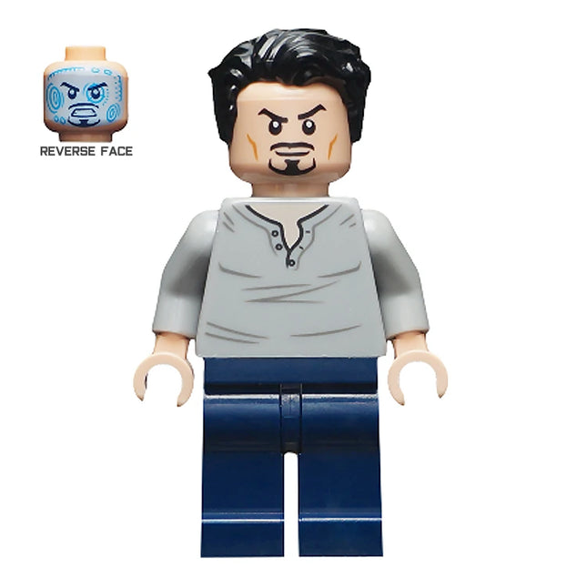 LEGO Minifigure - Tony Stark - Open Neck Shirt, The Avengers (2020) [MARVEL]