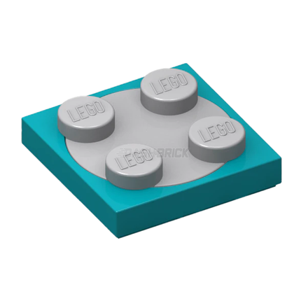 LEGO Turntable 2 x 2 Plate with Light Gray Top, Dark Turquoise [3680c02] 3680/3679