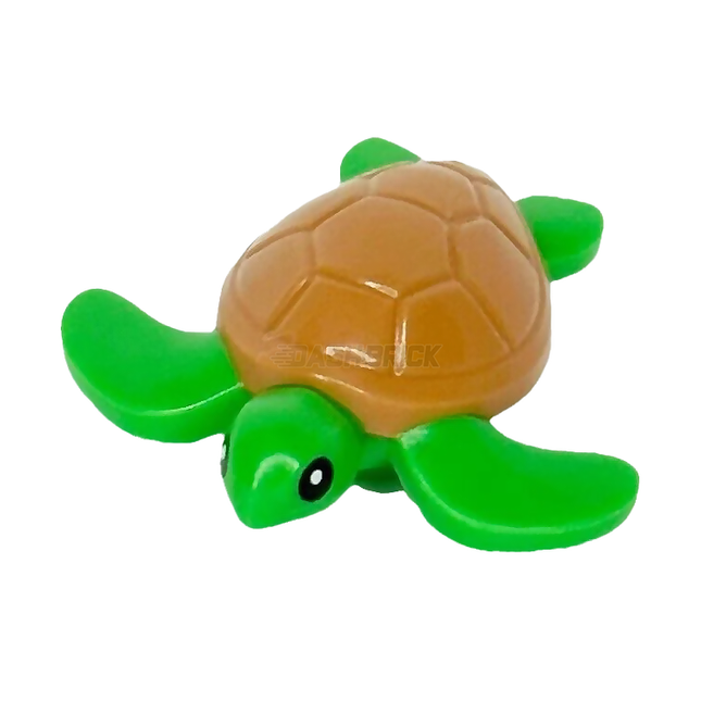LEGO Minifigure Animal - Sea Turtle Baby, Medium Nougat Shell, Bright Green [67040pb01]