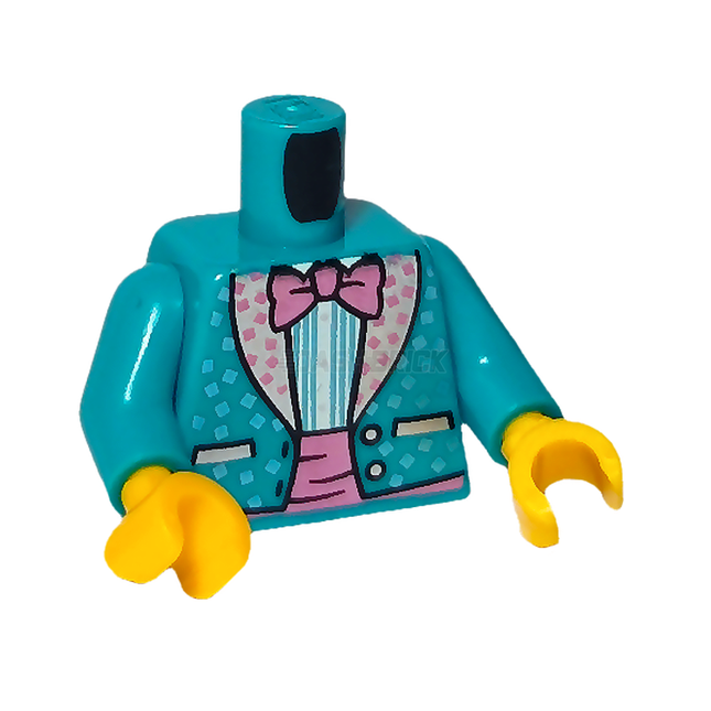 LEGO Minifigure Part - Torso Jacket, Dark Turquoise, White Shirt, Pink Bow Tie [973pb5059c01]