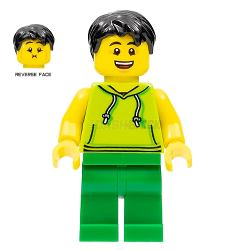 LEGO Minifigure - Male, Lime Hoodie, Black Hair [CITY]