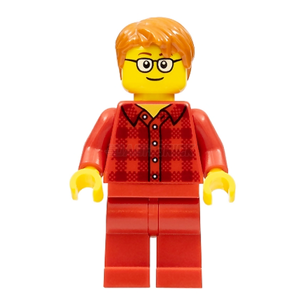 LEGO Minifigure - Male, Glasses, Red Flannel Shirt, Red Legs [CITY]