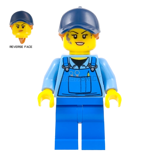 LEGO Minifigure - Female, Mechanic, Blue Overalls, Cap, Ponytail [CITY]