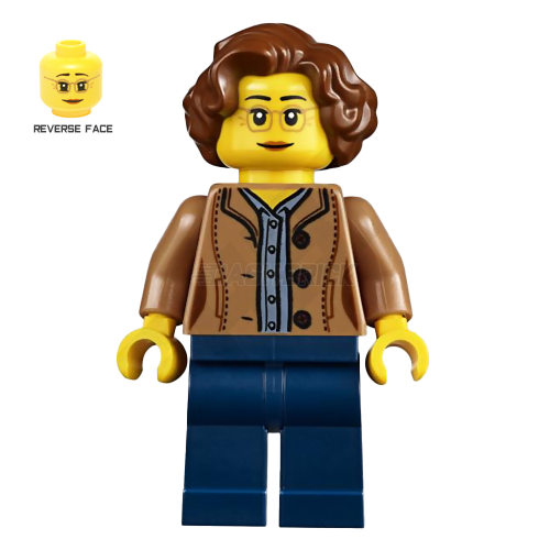 LEGO Minifigure - Female, Short Brown Hair, Glasses [CITY]