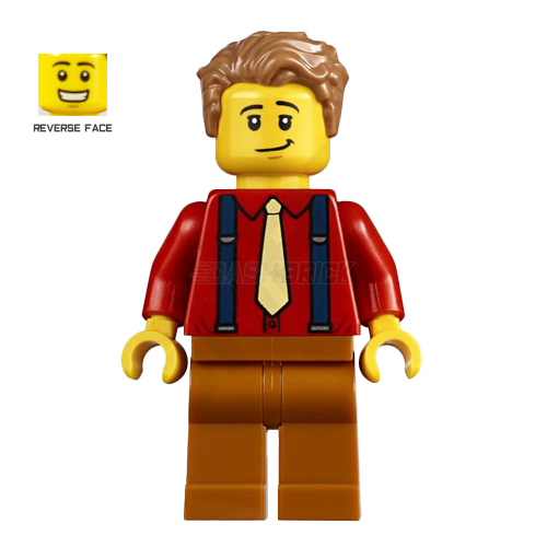 LEGO Minifigure - Male, Red Shirt, Tan Tie, Suspenders [CITY]