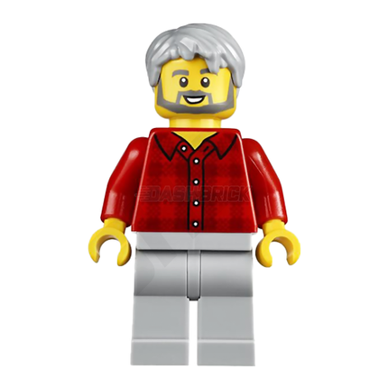 LEGO Minifigure - Male, Gray Hair & Beard, Red Flannel Shirt, Grandpa [CITY]