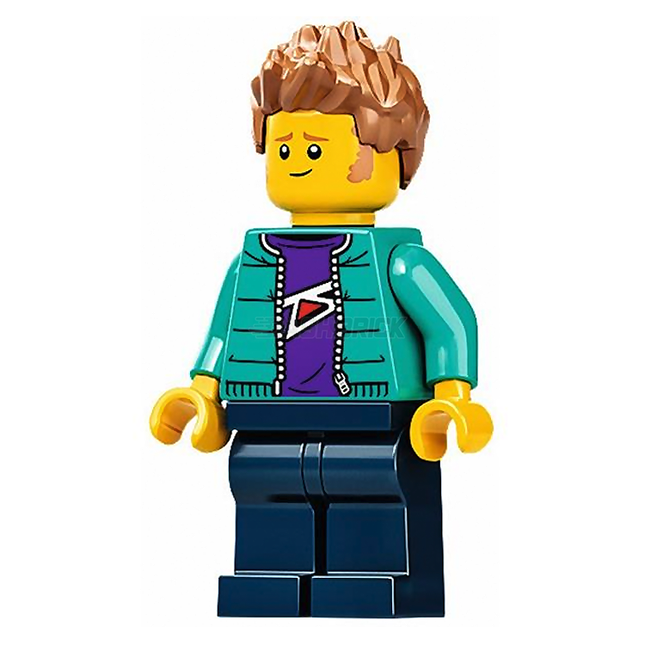 LEGO Minifigure - Male, "Mark" Purple Shirt, Turquoise Jacket [CITY]