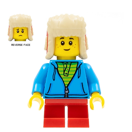 LEGO Minifigure - Winter Skier, Boy/Child, Jacket, Ushanka Hat [CITY]