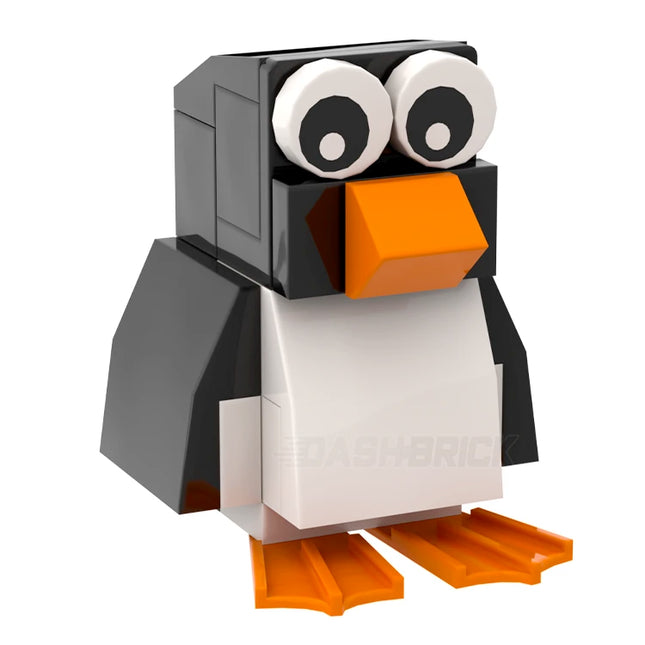 LEGO "Brick Penguin - Waddles" Black, White, Orange [MiniMOC]