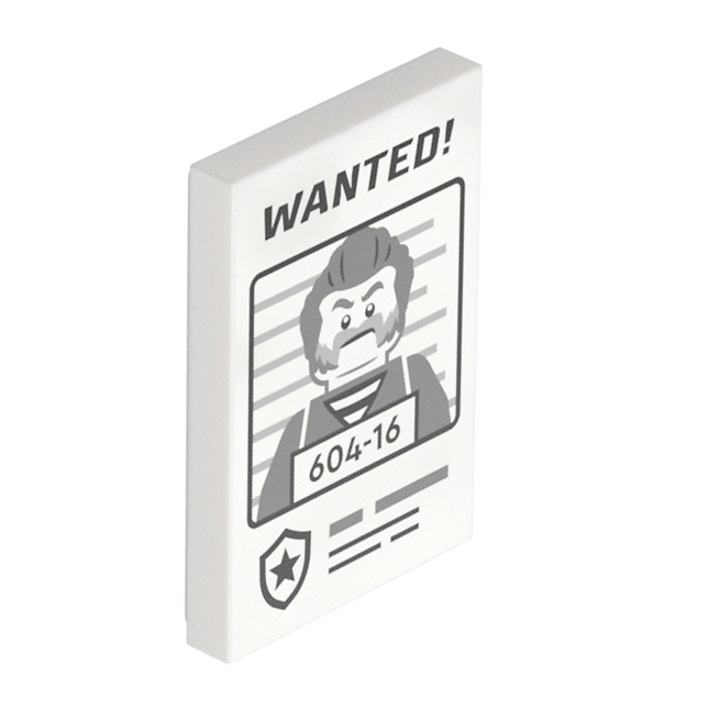 LEGO Minifigure Accessory - Tile, Wanted Poster, "WANTED! 604-16", Tile 2 x 3 [26603pb381] 26603 / 105720