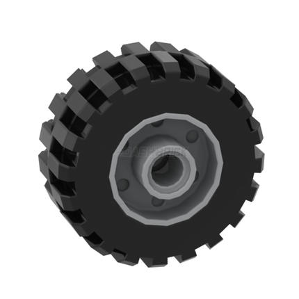 LEGO Wheel 18mm D. x 14mm with Pin Hole, Black Tire, Tread, Light Grey [55981 + 92402] 6109684 4619323