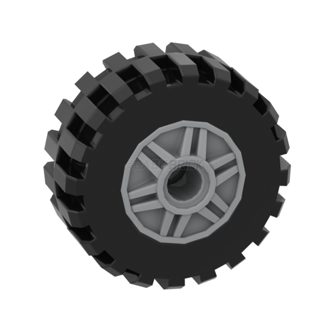 LEGO Wheel 18mm D. x 14mm with Pin Hole, Black Tire, Tread, Light Grey [55981 + 92402] 6109684 4619323