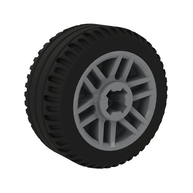 LEGO Wheel 14mm D. x 9.9mm, 6 Spokes, Black Tire 21 X 9.9, Light Grey [6029209 / 11209]