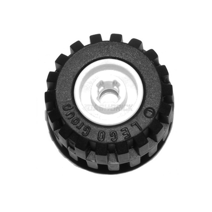 LEGO Wheel 11mm D. x 12mm, Black Tire, Tread, White [6014bc05]