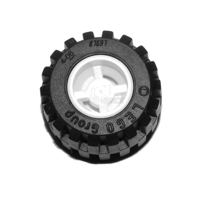 LEGO Wheel 11mm D. x 12mm, Black Tire, Tread, White [6014bc05]