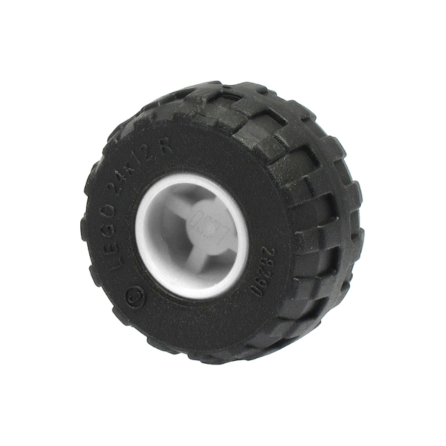 LEGO Wheel 11mm D. x 12mm, Hole Notched for Wheels Holder Pin with Black Tire 24 x 12 R Balloon (6014b / 56890), White [6014bc04] 4211764, 6162541