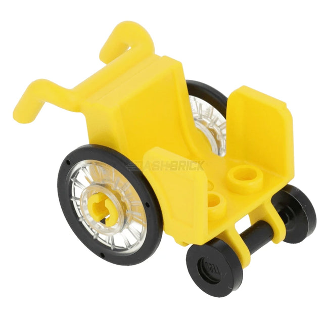 LEGO Minifigure Accessory - Wheelchair, Yellow, Clear Wheels (24312 / 24314c01 / 2496) [98382pb009]
