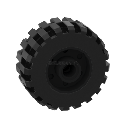 LEGO Wheel 18mm D. x 14mm with Pin Hole, Black Tire, Tread, Black [55981 + 92402] 6359824 4619323