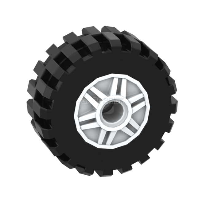 LEGO Wheel 18mm D. x 14mm with Pin Hole, Black Tire, Tread, White [55981 + 92402] 6359828 4619323