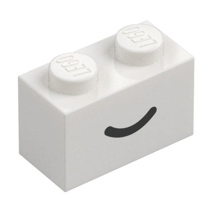 LEGO Brick 1 x 2 with Black Smile Curved Line [3004pb302] 6522847