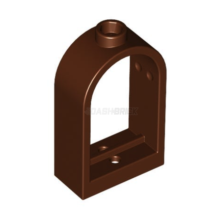 LEGO Window 1 x 2 x 2 2/3, Rounded Top, Reddish Brown [30044]
