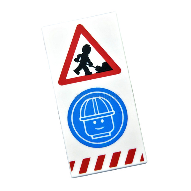 LEGO Minifigure Accessory - Construction Sign, Shovel, Worker, Red Danger/Warning [87079pb0704]