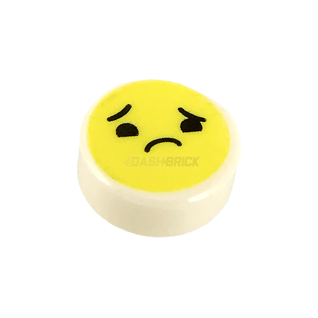 LEGO Tile, Round 1 x 1, Emoji, Worried, Yellow Face, Raised Right Eyebrow [98138pb137] 6299968