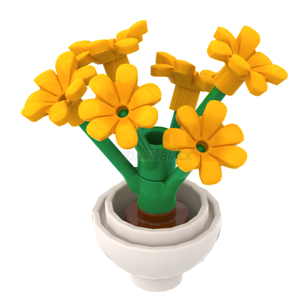 LEGO "Yellow Flower Pot" - Bouquet of Bright Light Orange Flowers [MiniMOC]