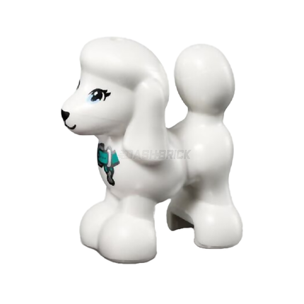 LEGO Animal - Dog, Poodle, Turquoise Collar, Eyes, White [11575pb04]