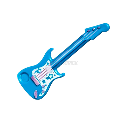 LEGO Minifigure Accessory - Guitar, Electric, White Pickguard with Stars, Azure [11640pb04]