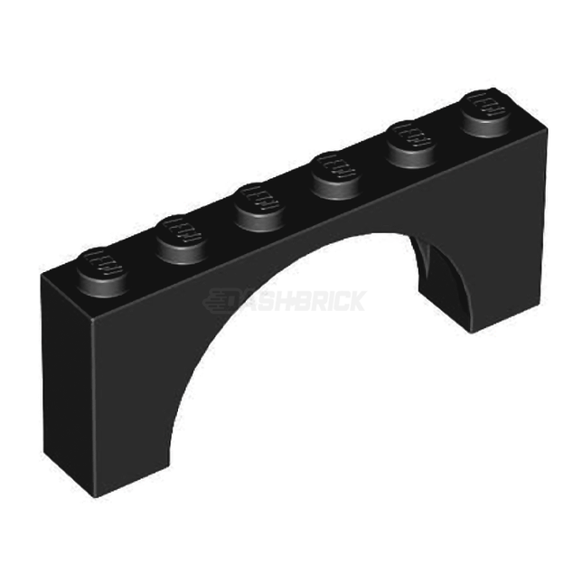 LEGO Brick, Arch 1 x 6 x 2, Medium Thick Top, Black [15254]