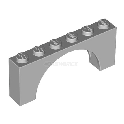 LEGO Brick, Arch 1 x 6 x 2, Medium Thick Top, Light Grey [15254]