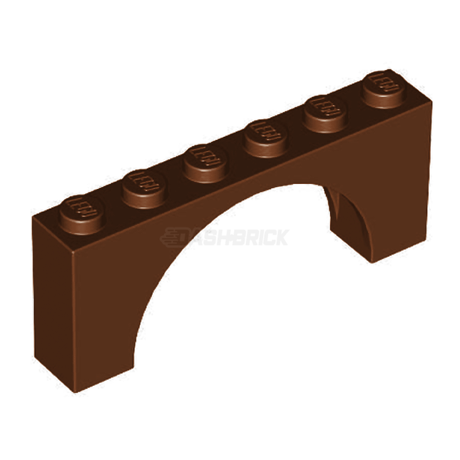 LEGO Brick, Arch 1 x 6 x 2, Medium Thick Top, Reddish Brown [15254]
