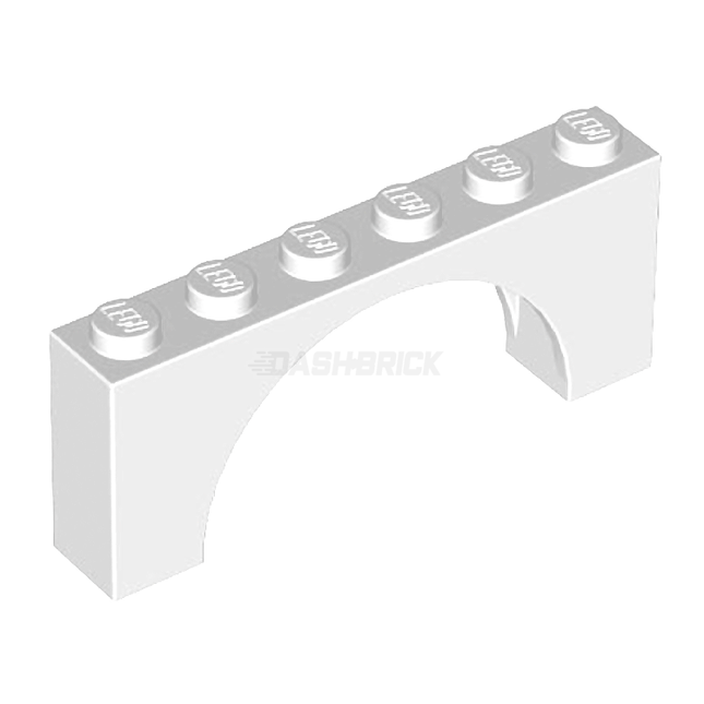 LEGO Brick, Arch 1 x 6 x 2, Medium Thick Top, White [15254]