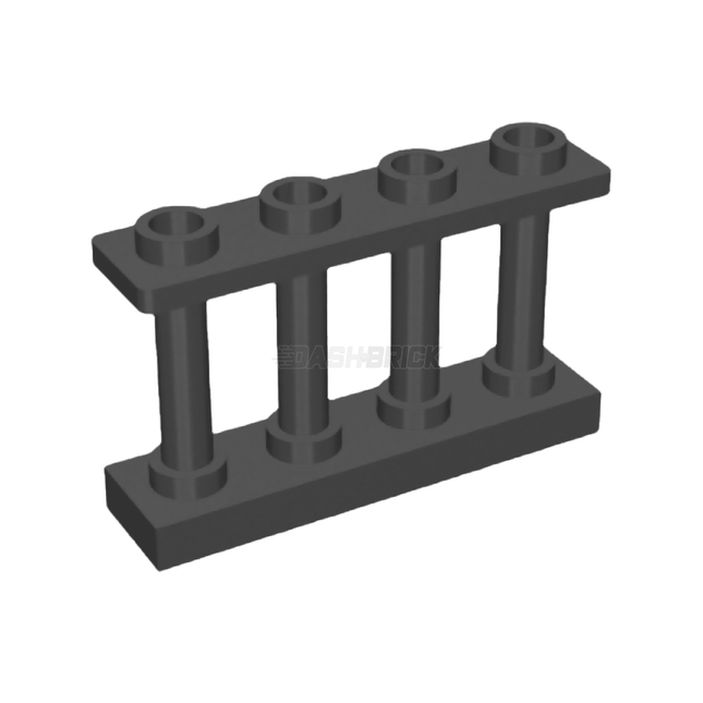 LEGO Fence 1 x 4 x 2 Spindled with 4 Studs, Dark Pearl Grey [15332]
