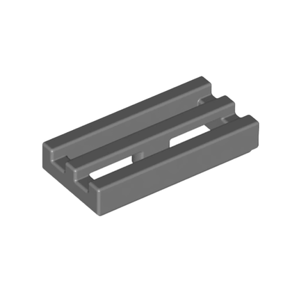 LEGO Tile, Modified 1 x 2 Grille, Bottom Groove/Lip, Dark Grey [2412b] 4210631