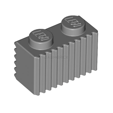 LEGO Brick, Modified 1 x 2, Grille Profile (Flutes), Dark Grey [2877]