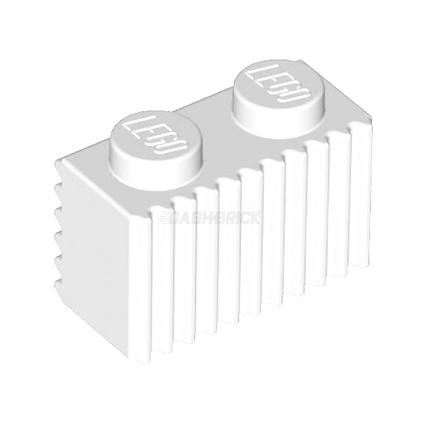 LEGO Brick, Modified 1 x 2, Grille Profile (Flutes), White [2877]