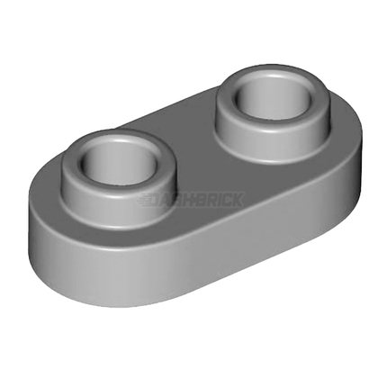LEGO Plate, Modified 1 x 2 Rounded, 2 Open Studs, Light Grey [35480]