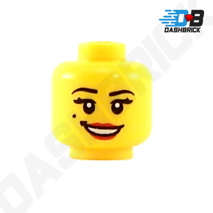 LEGO Minifigure Head - Female, Open Smile Red Lips, Beauty Mark