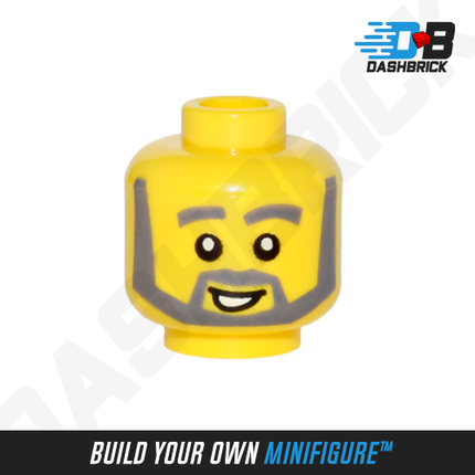 LEGO Minifigure Head - Beard, Thick Gray Eyebrows, Smile