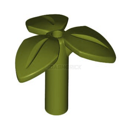 LEGO Plant Stem, 3 Leave, Bottom Pin, Olive Green [37695]