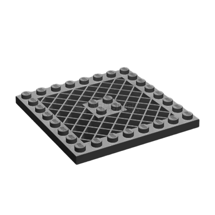 LEGO Plate, Modified 8 x 8, Grille/Grate/Platform, Dark Grey [4151b]