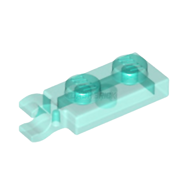 LEGO Plate, Modified 1 x 2 with Clip on End (Horizontal Grip), Trans-Light Blue [63868]